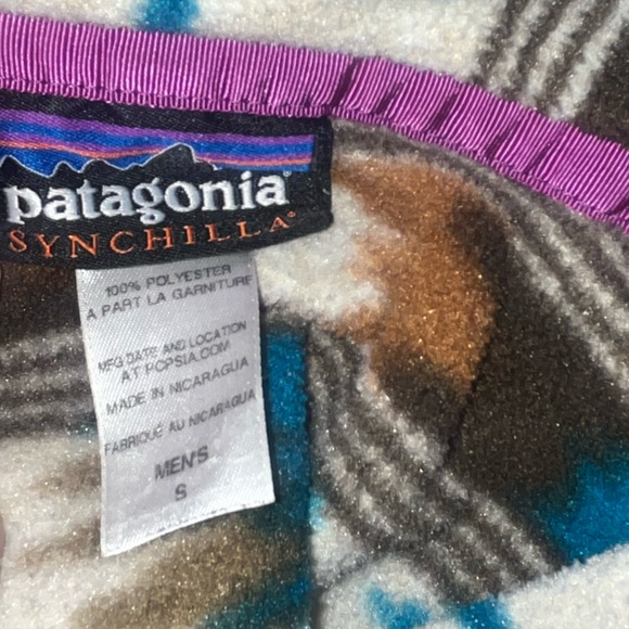 Patagonia Men's Synchilla Nepali Dhoti Snap-T Fleece Pullover Rare Aztec - Picture 3 of 3
